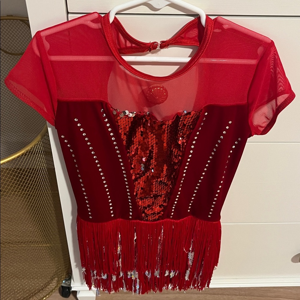 Weissman Red Sequin Fringe Dance Costume